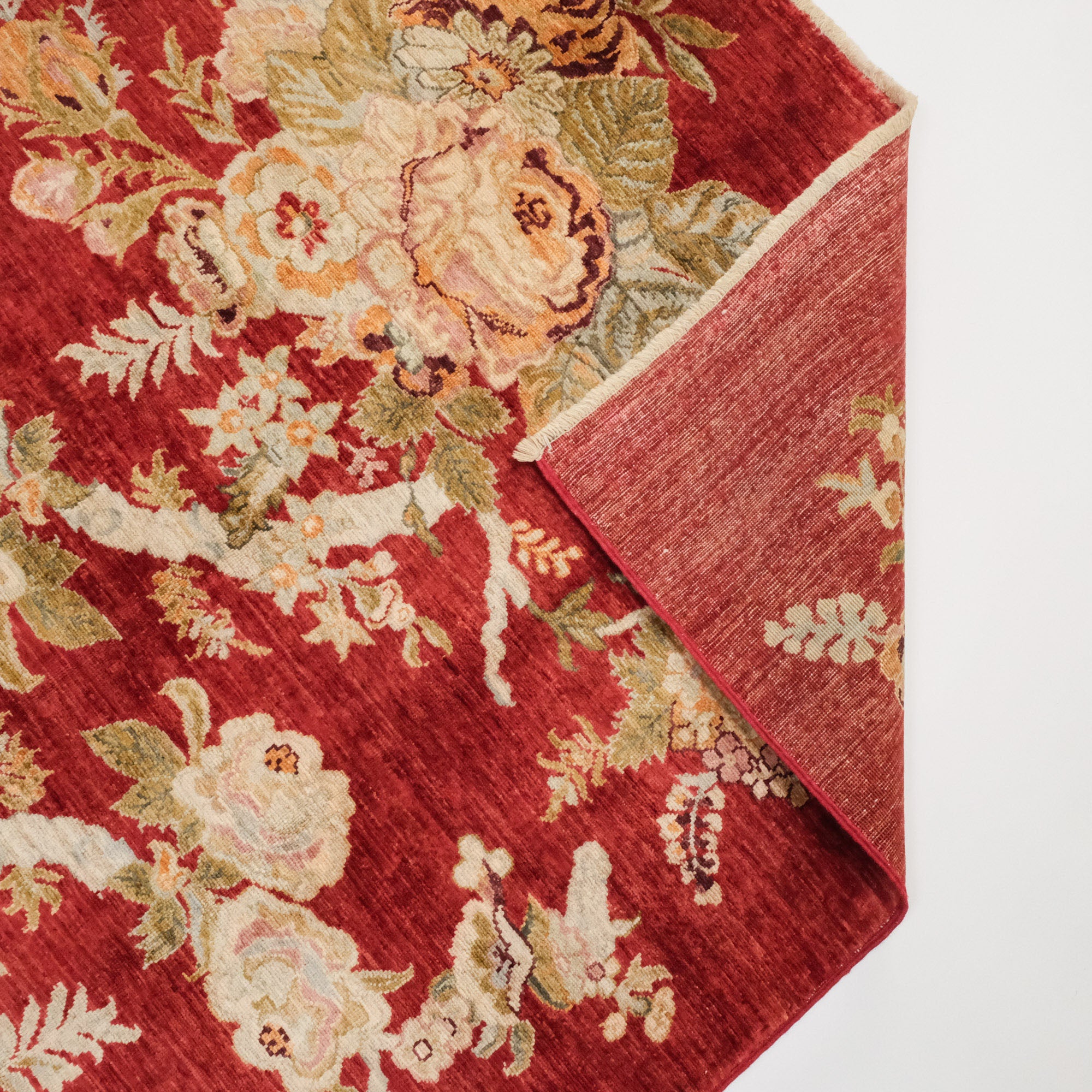 Hand-Woven Karabakh Patterned Red Wool Carpet