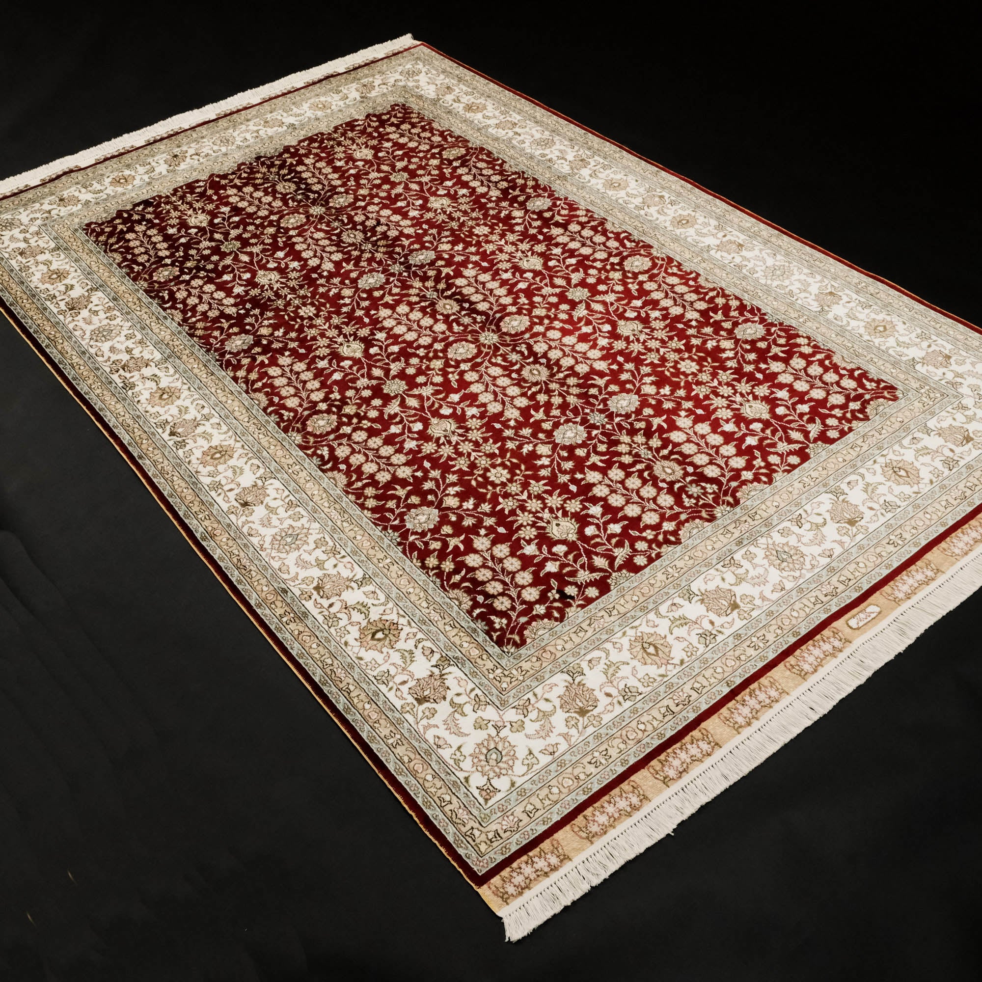Hand Woven Red Frame Patterned Hereke Carpet