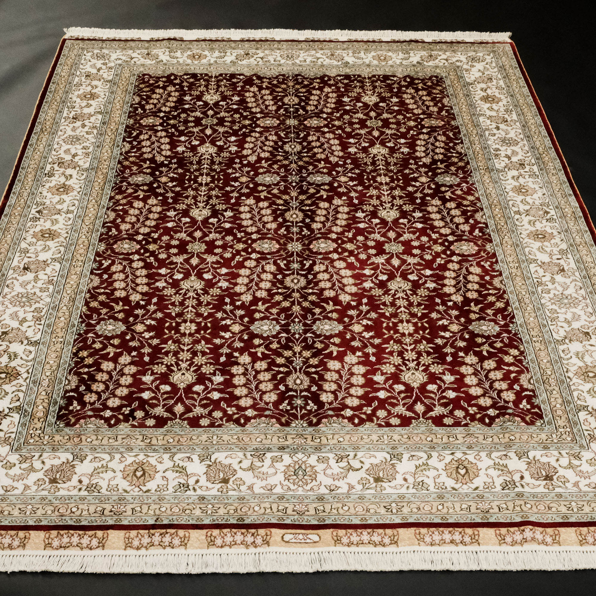 Hand Woven Red Frame Patterned Hereke Carpet