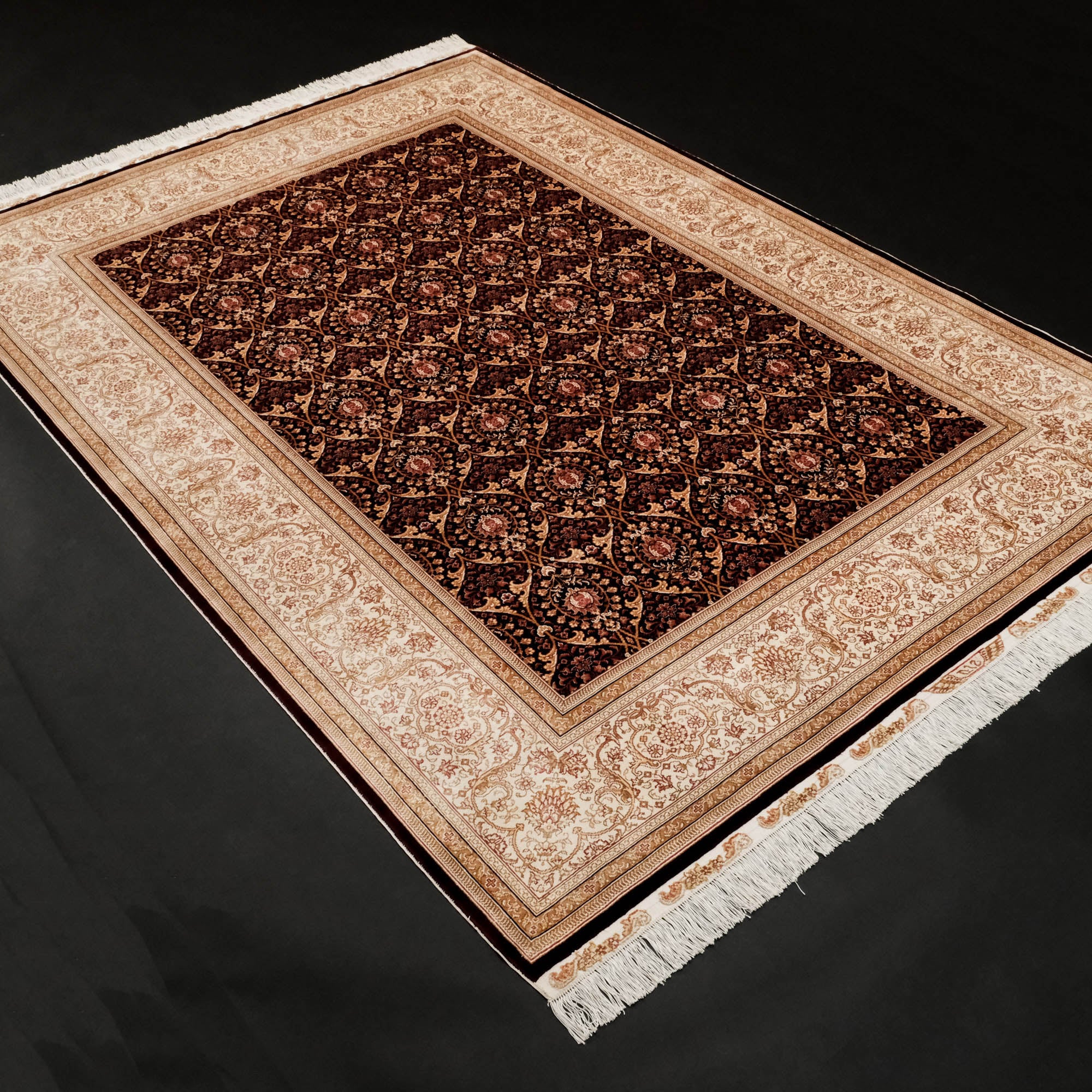 Hand Woven Red Cotton Viscose Silk Thread Classic Carpet