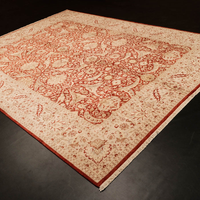 El Dokuma Klasik Uşak Desenli Bordo Halı, 366x277 cm — Halıcızade
