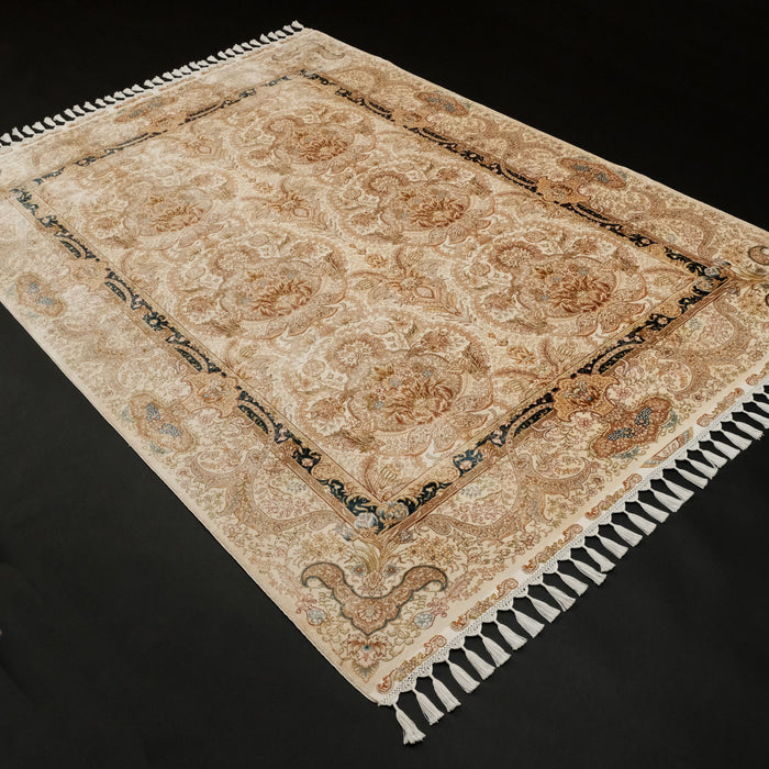 El dokuma viskon iplikli klasik halı, krem, 169x240 cm — Halıcızade