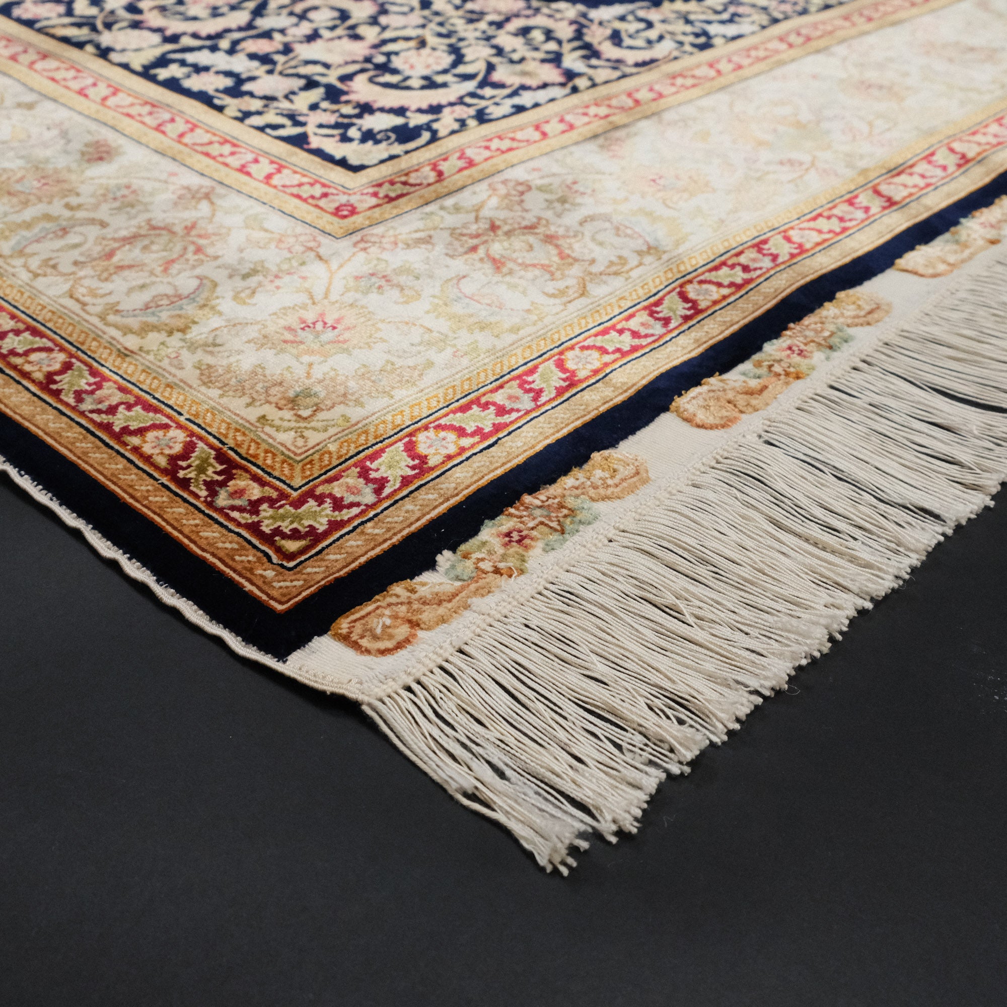 Hand Woven Blue Core Silk Carpet