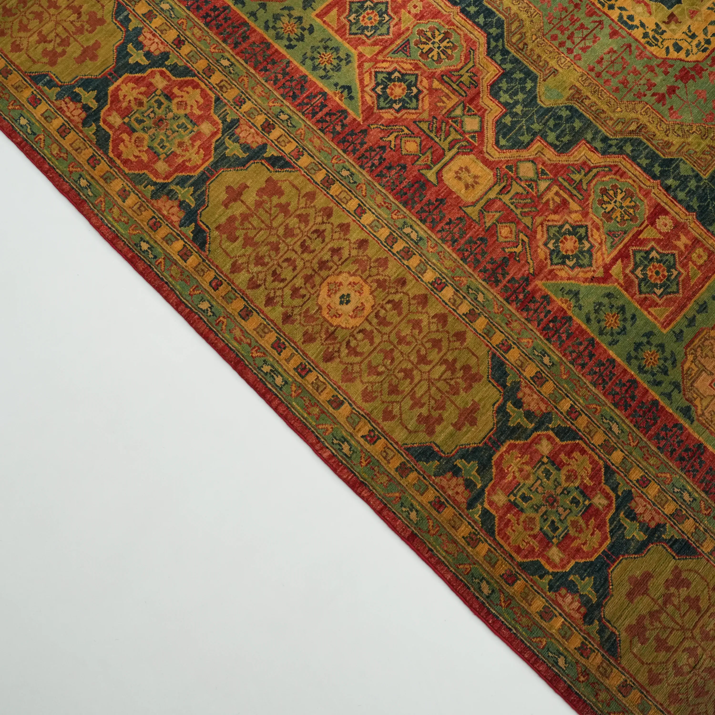 Handwoven Mamluk Pattern Colorful Wool Rug