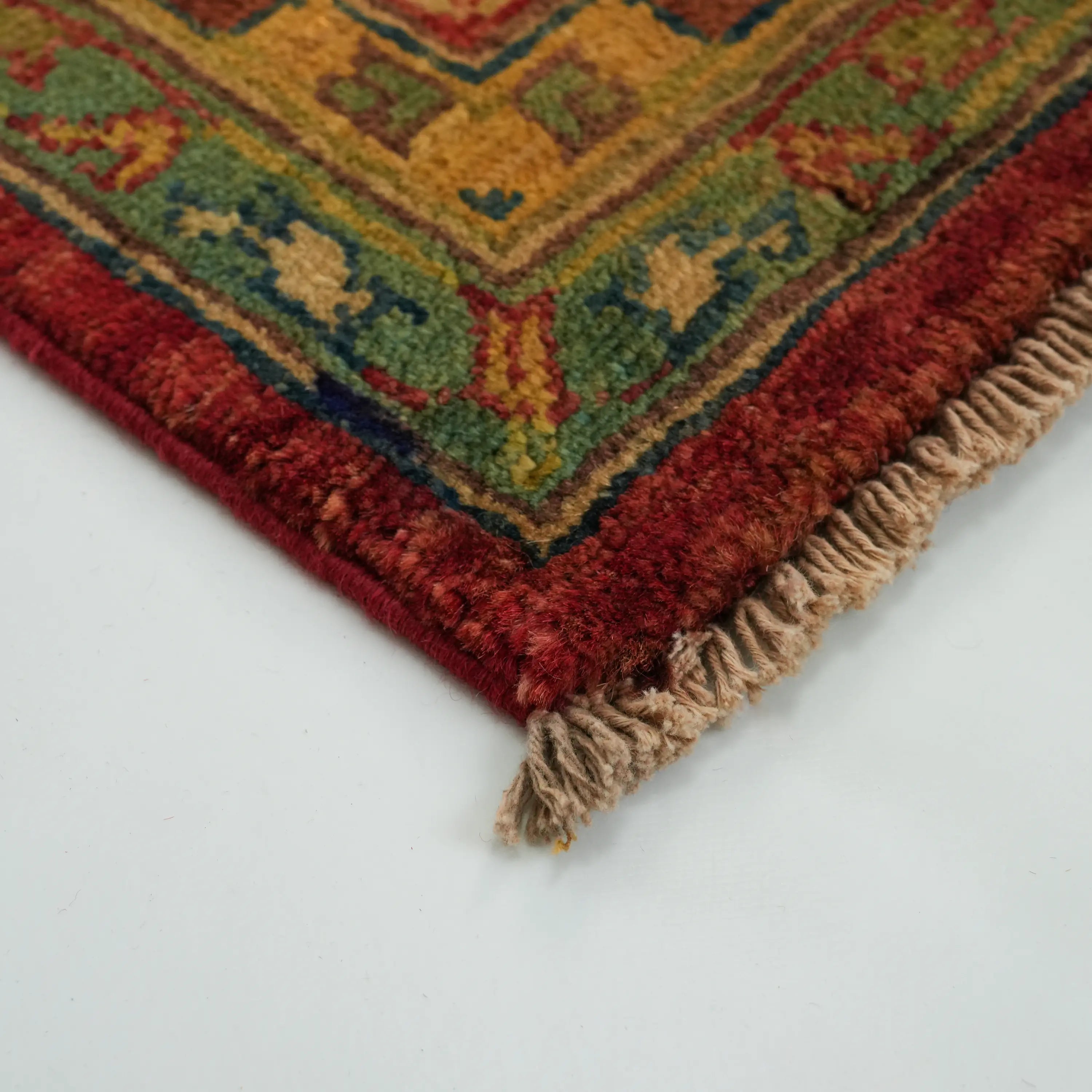 Handwoven Mamluk Pattern Colorful Wool Rug