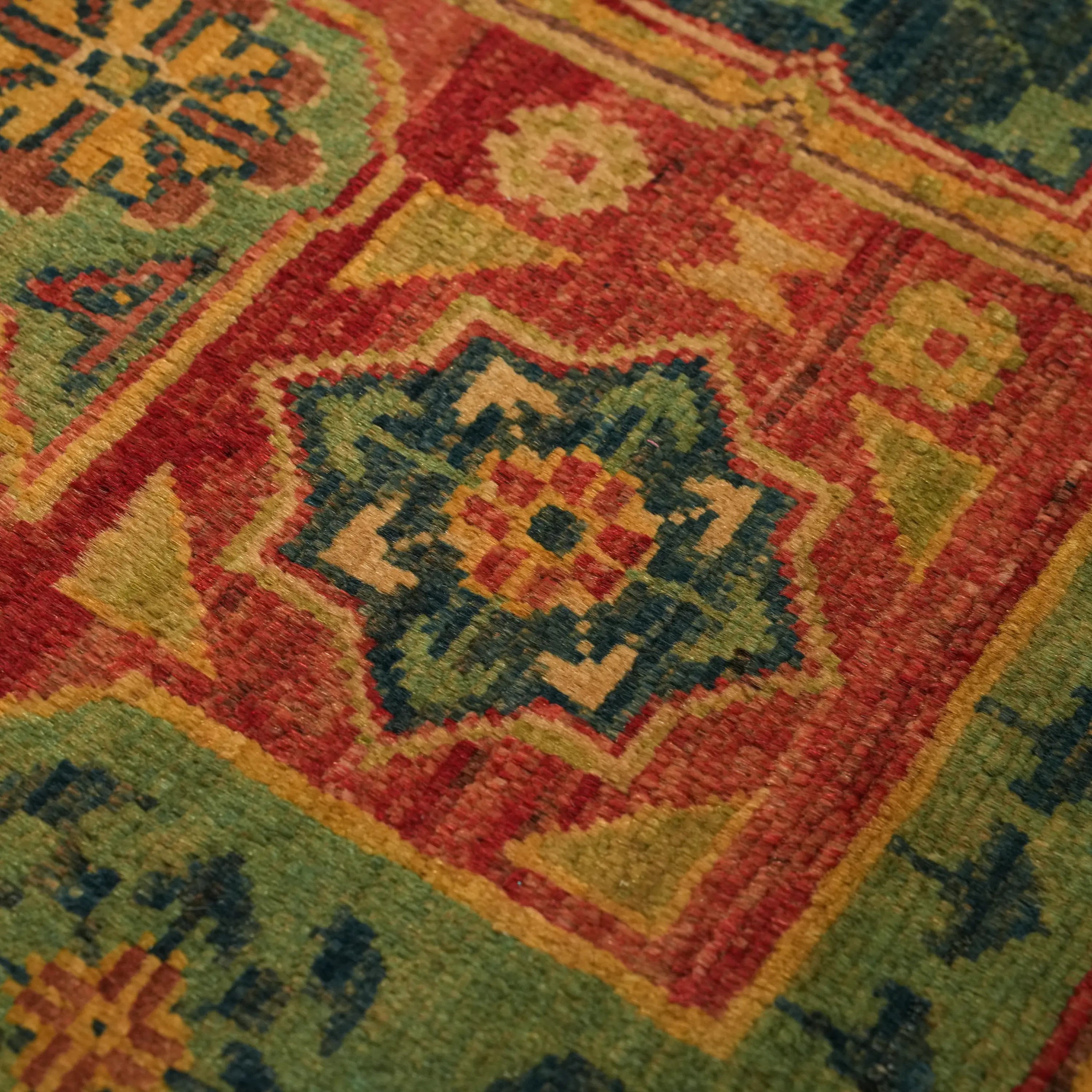 Handwoven Mamluk Pattern Colorful Wool Rug