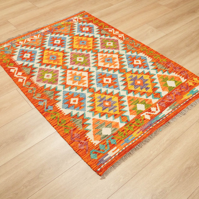 El Dokuma Otantik Desenli Renkli Yün Kilim, 100×142 cm Translation missing: tr.hz.card.alt_brand