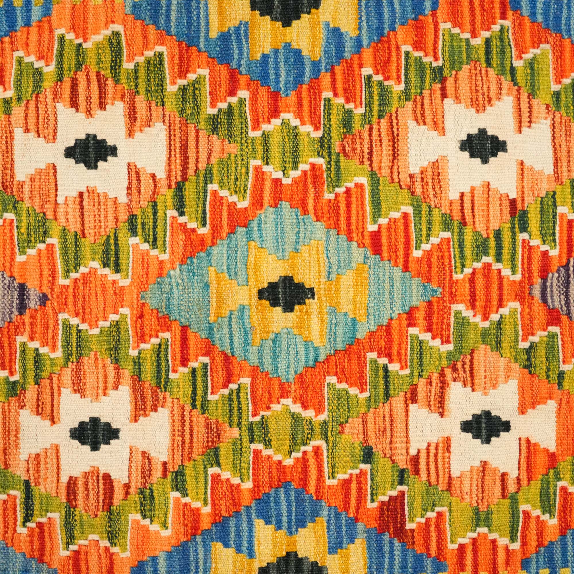 El Dokuma Otantik Desenli Yün Çok Renkli Etnik Kilim