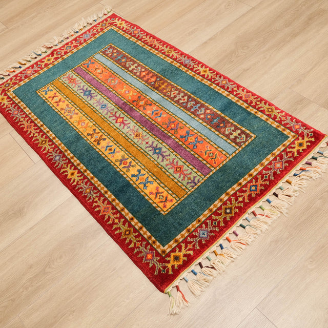 Anadolu Şal Serisi Sivas Zara Desenli El Dokuma Yün Halı, rengarenk, 81x129 cm — Halıcızade