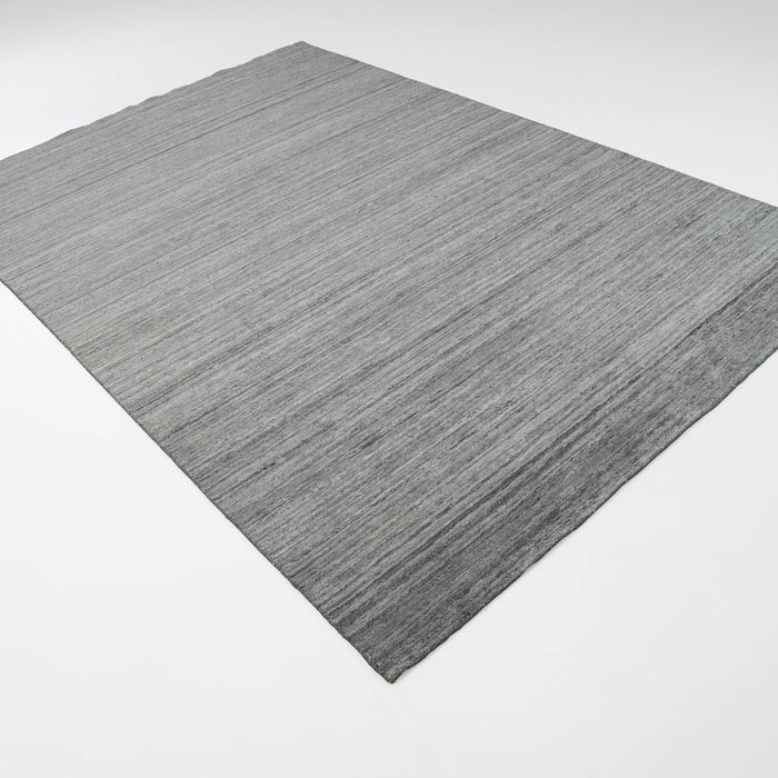 El Dokuma Sade Desenli Antrasit Viskon Halı, 200x300 – 300x400 cm — Halıcızade