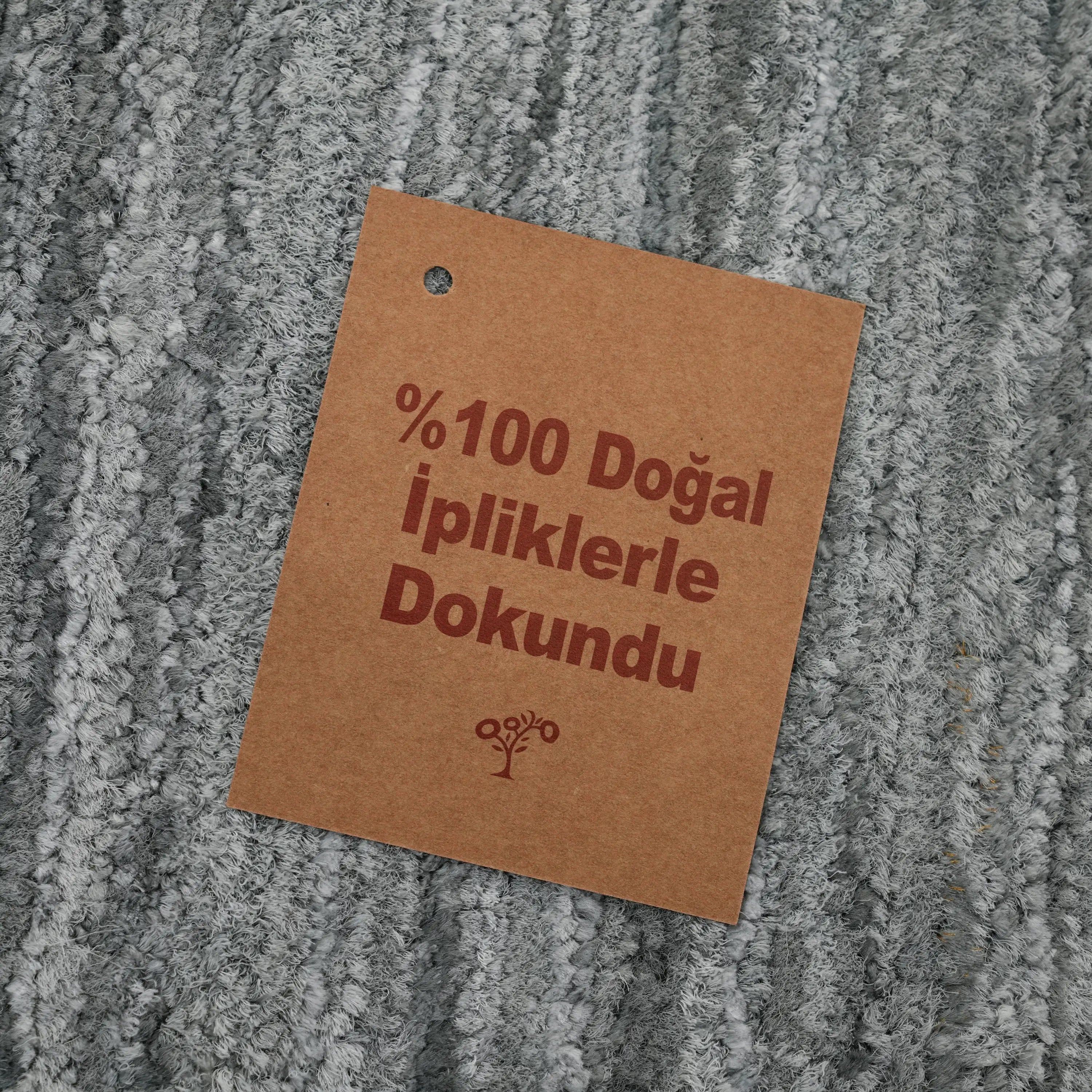 El Dokuma Sade Desenli Antrasit Viskon Halı