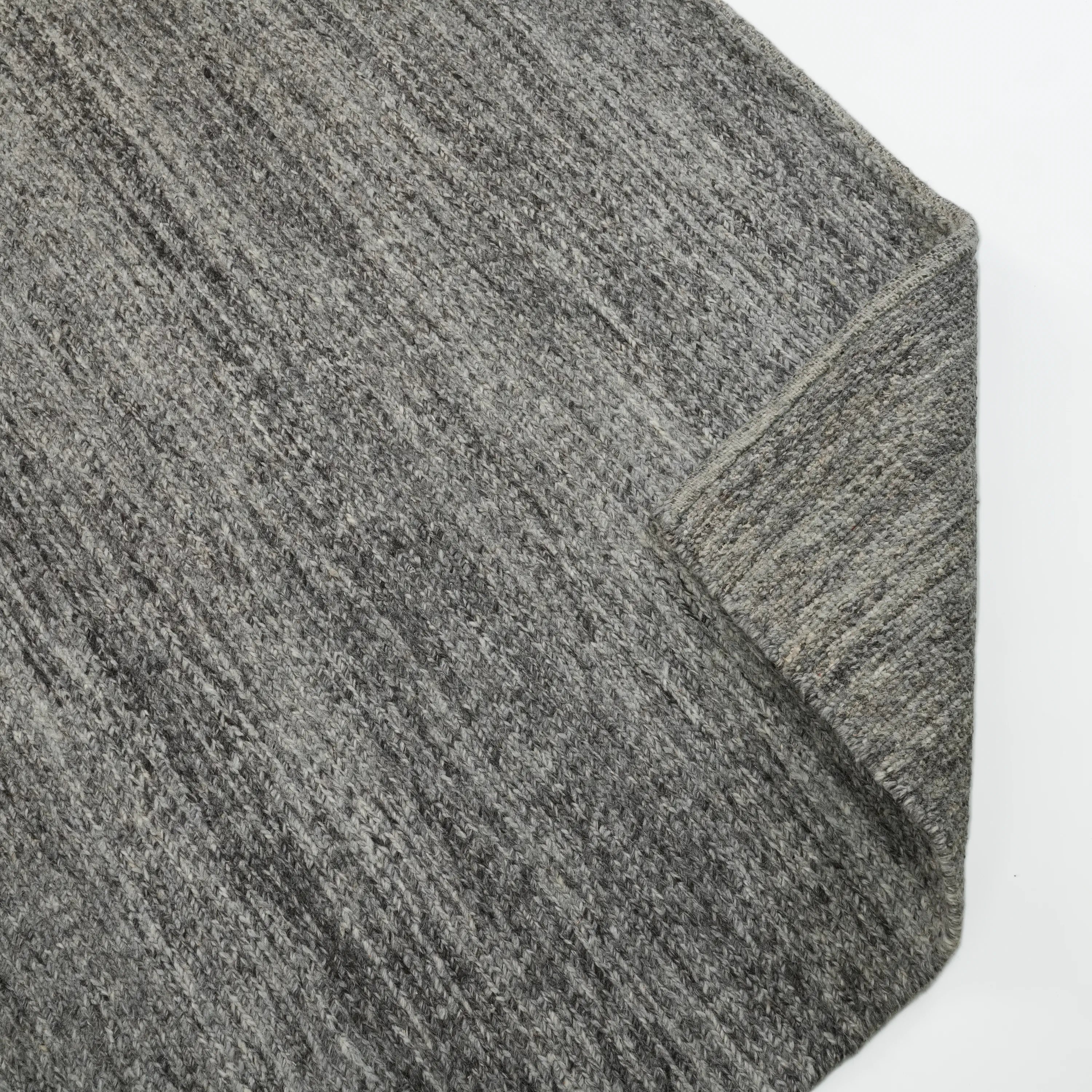 Handwoven Plain Pattern Anthracite Wool Rug