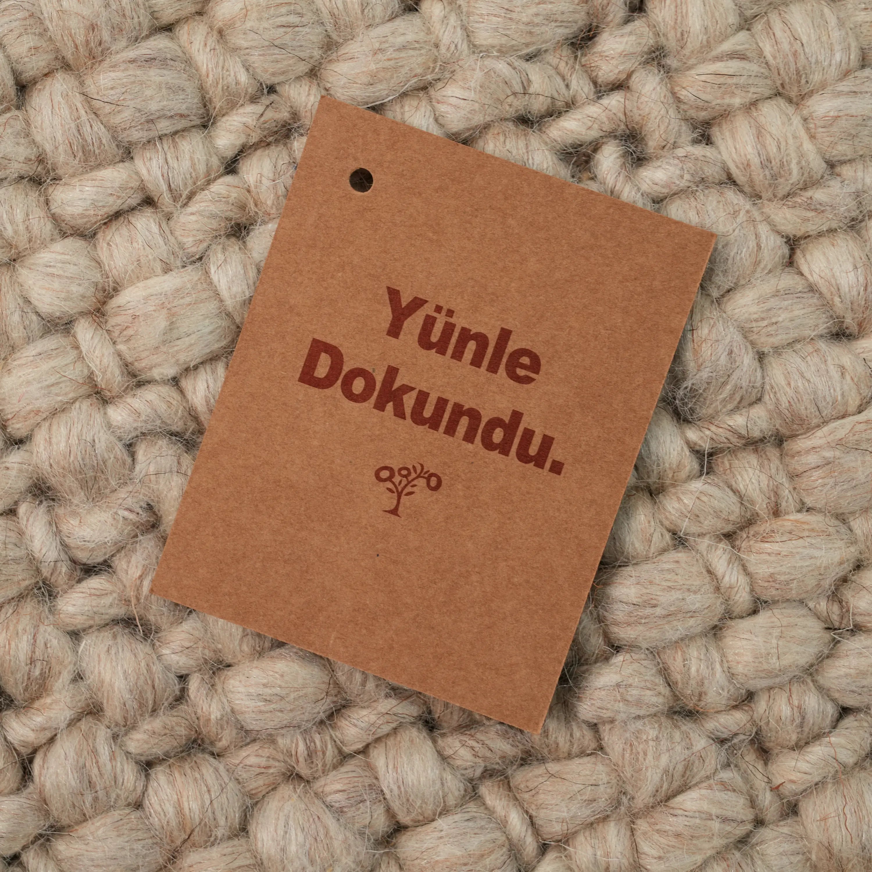 Handwoven Plain Pattern Beige Wool Rug