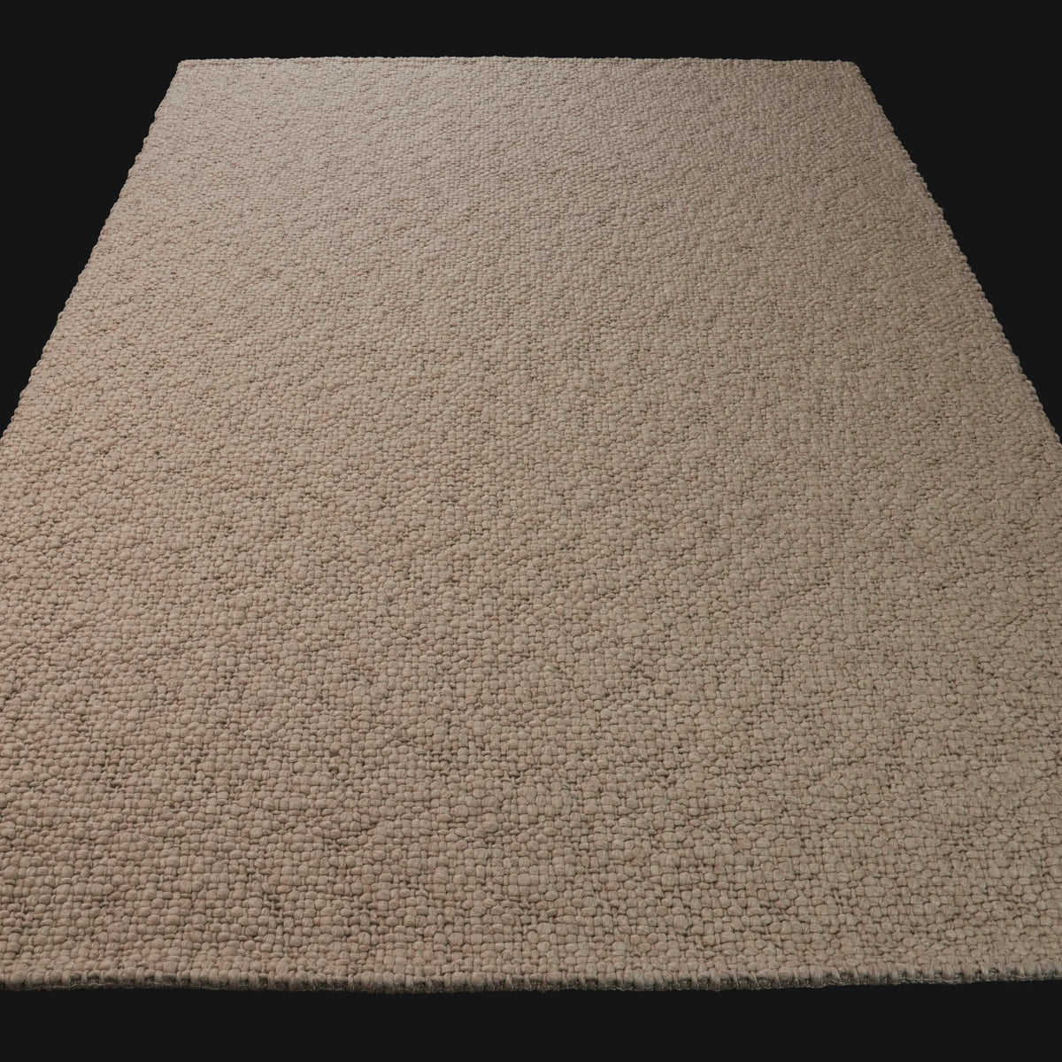 El Dokuma Sade Desenli Bej Yün Halı — 130x190, 170x240, 200x300, 250x350 cm