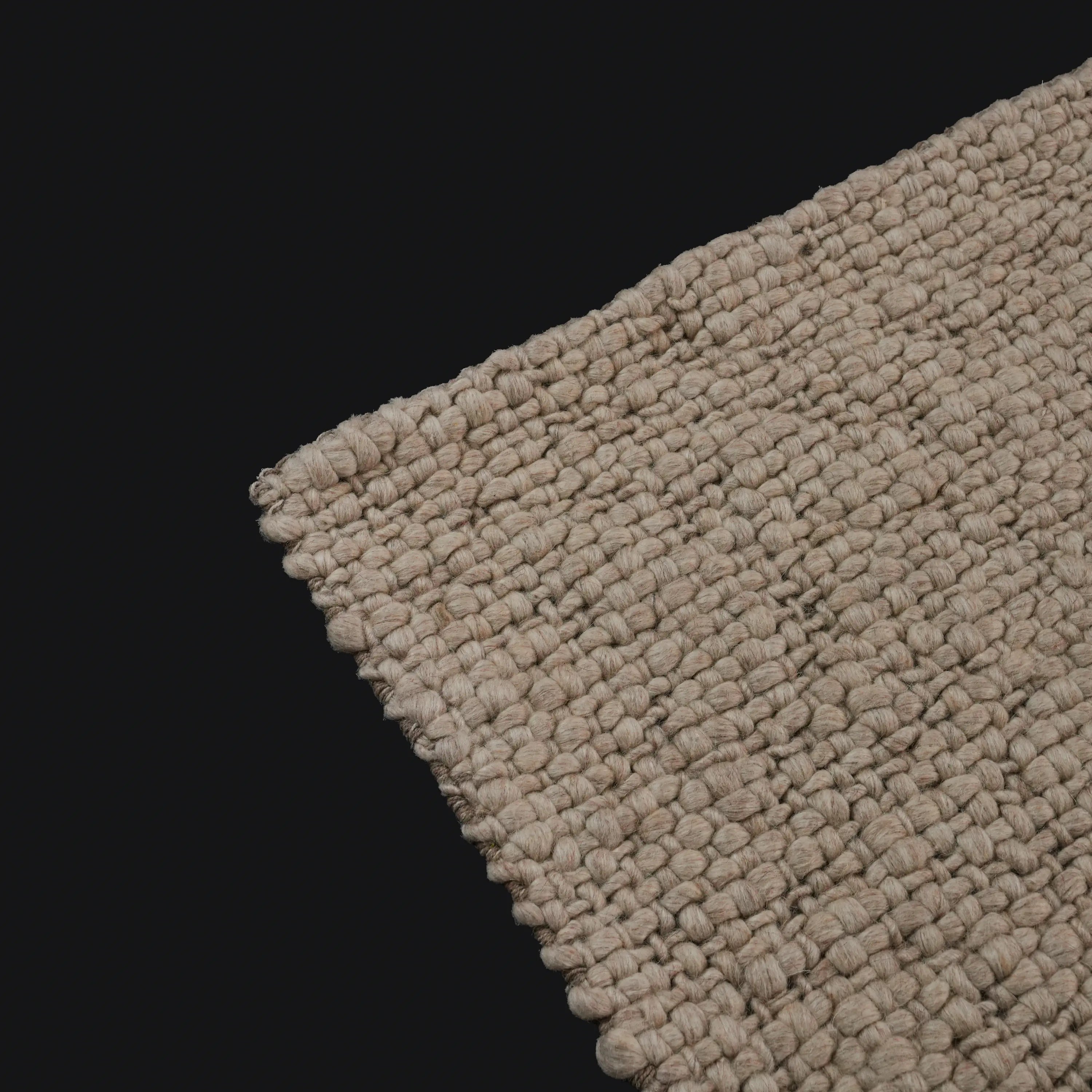 Handwoven Plain Pattern Beige Wool Rug