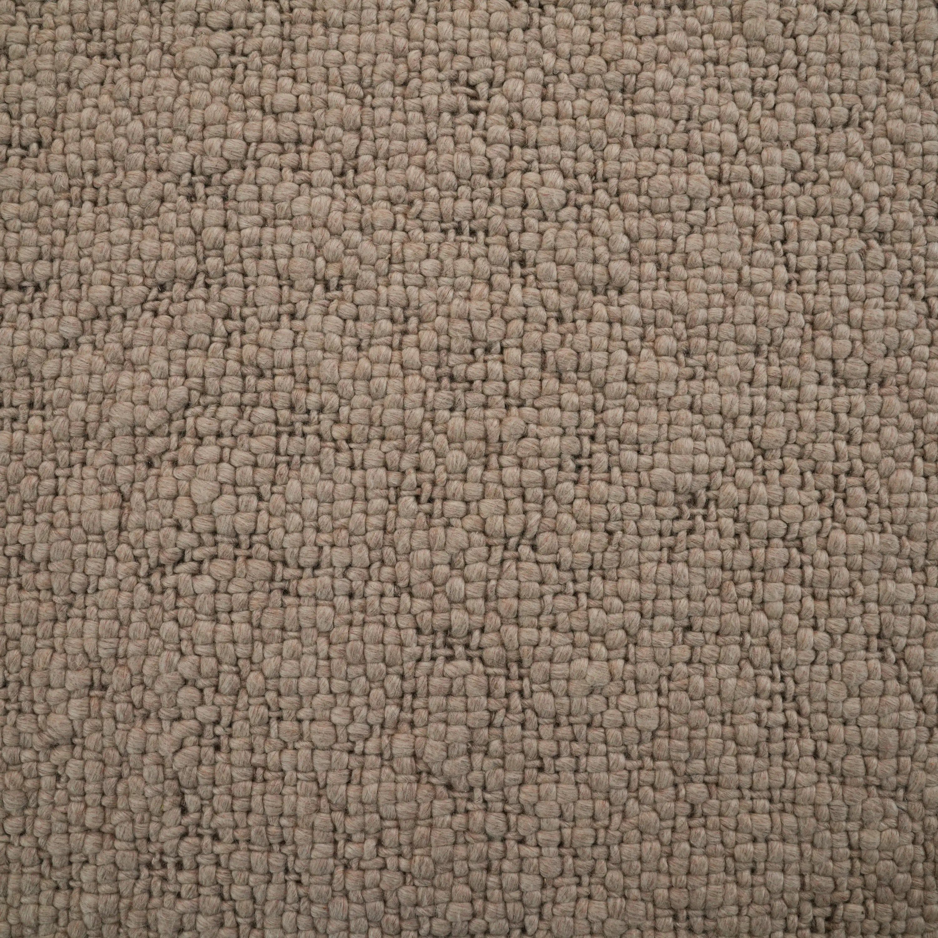 Handwoven Plain Pattern Beige Wool Rug