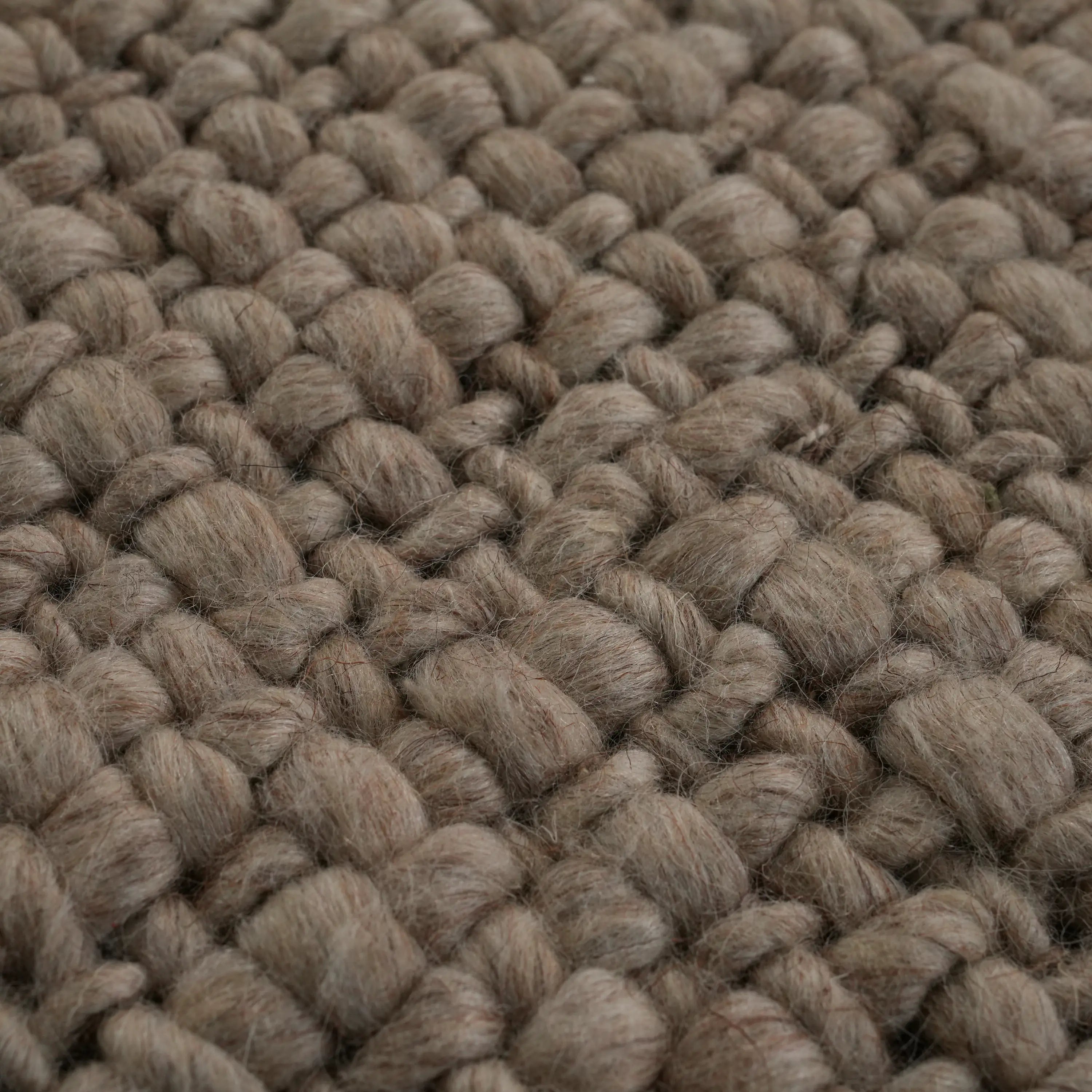Handwoven Plain Pattern Beige Wool Rug