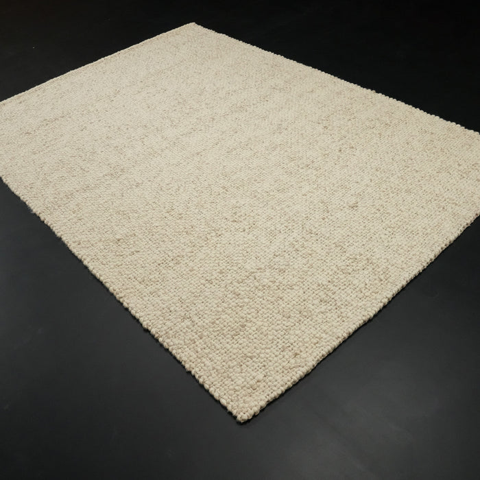 El Dokuma Sade Desenli Beyaz Yün Halı, 80x150 – 200x300 cm — Halıcızade