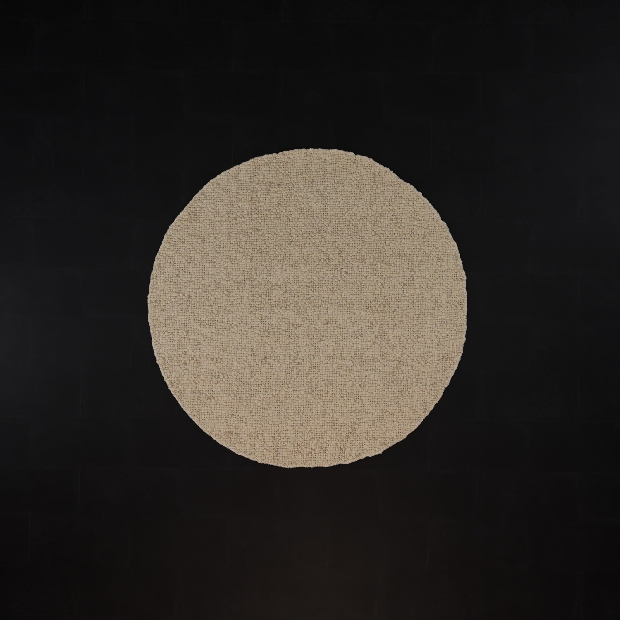 Handwoven Plain Pattern White Round Wool Rug