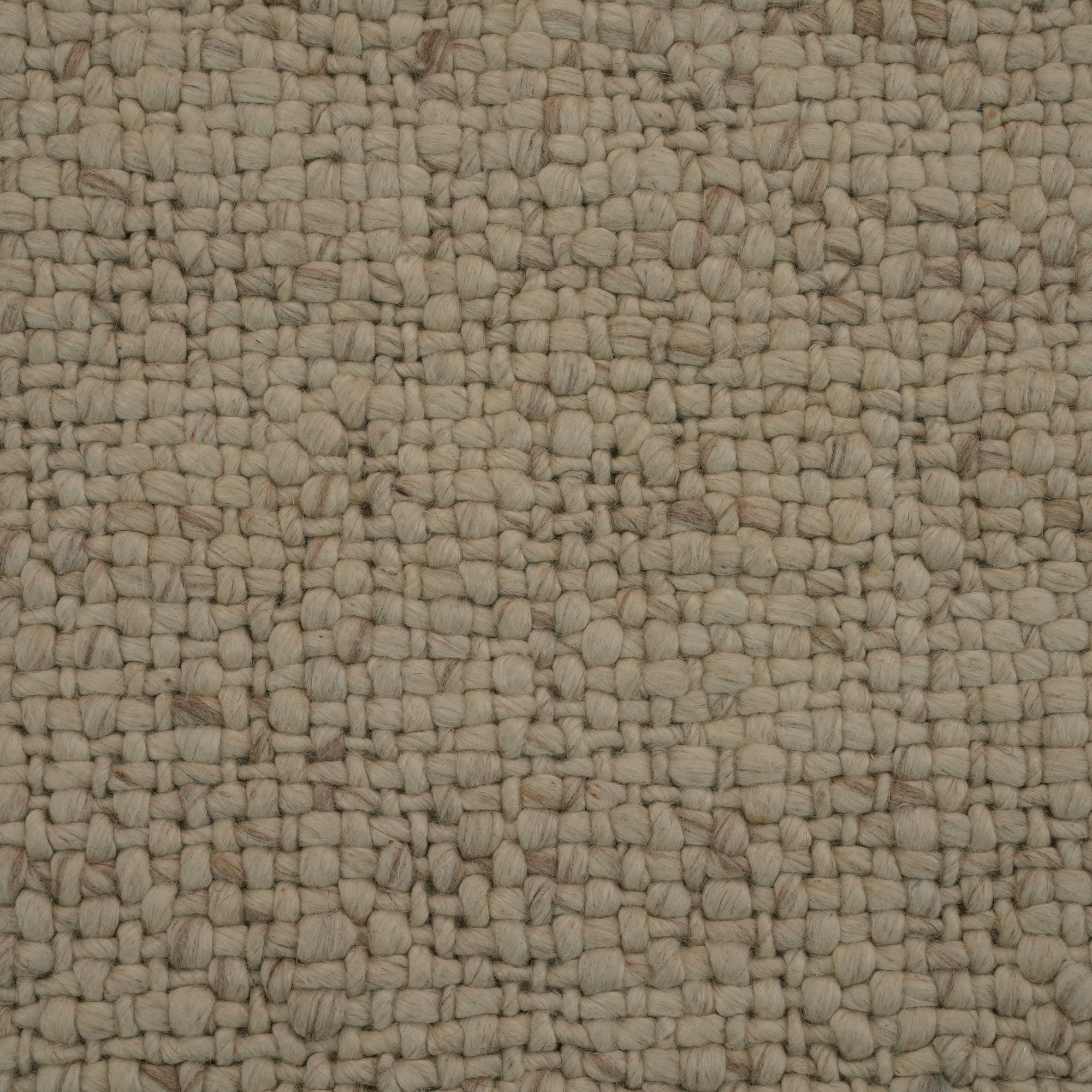 Handwoven Plain Pattern White Round Wool Rug