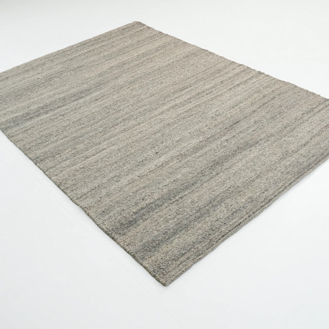 El Dokuma Sade Desenli Gri Yün Halı, 170x240 cm — Halıcızade