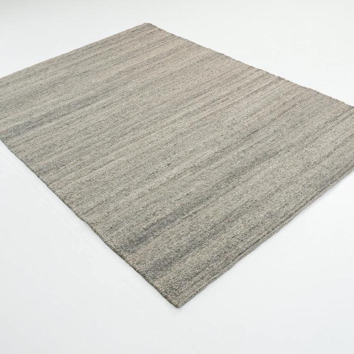 El Dokuma Sade Desenli Gri Yün Halı, 170x240 cm — Halıcızade