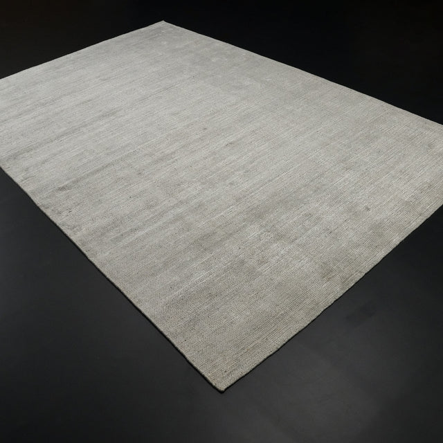 Tezgah Dokuma Sade Desenli Gri Yün Viskon Halı, 140x200 – 300x400 cm — Halıcızade