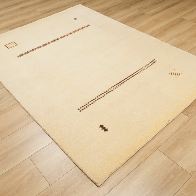 Tezgah Dokuma Sade Desenli Krem Modern Halı, 140x200 cm — Halıcızade