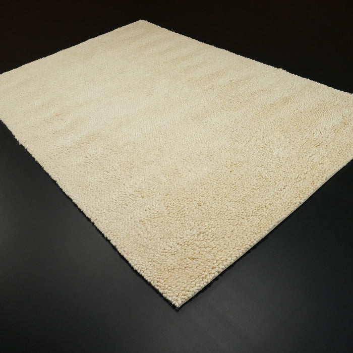 El Dokuma Sade Desenli Krem Yün Halı, 170x240 – 200x300 cm — Halıcızade