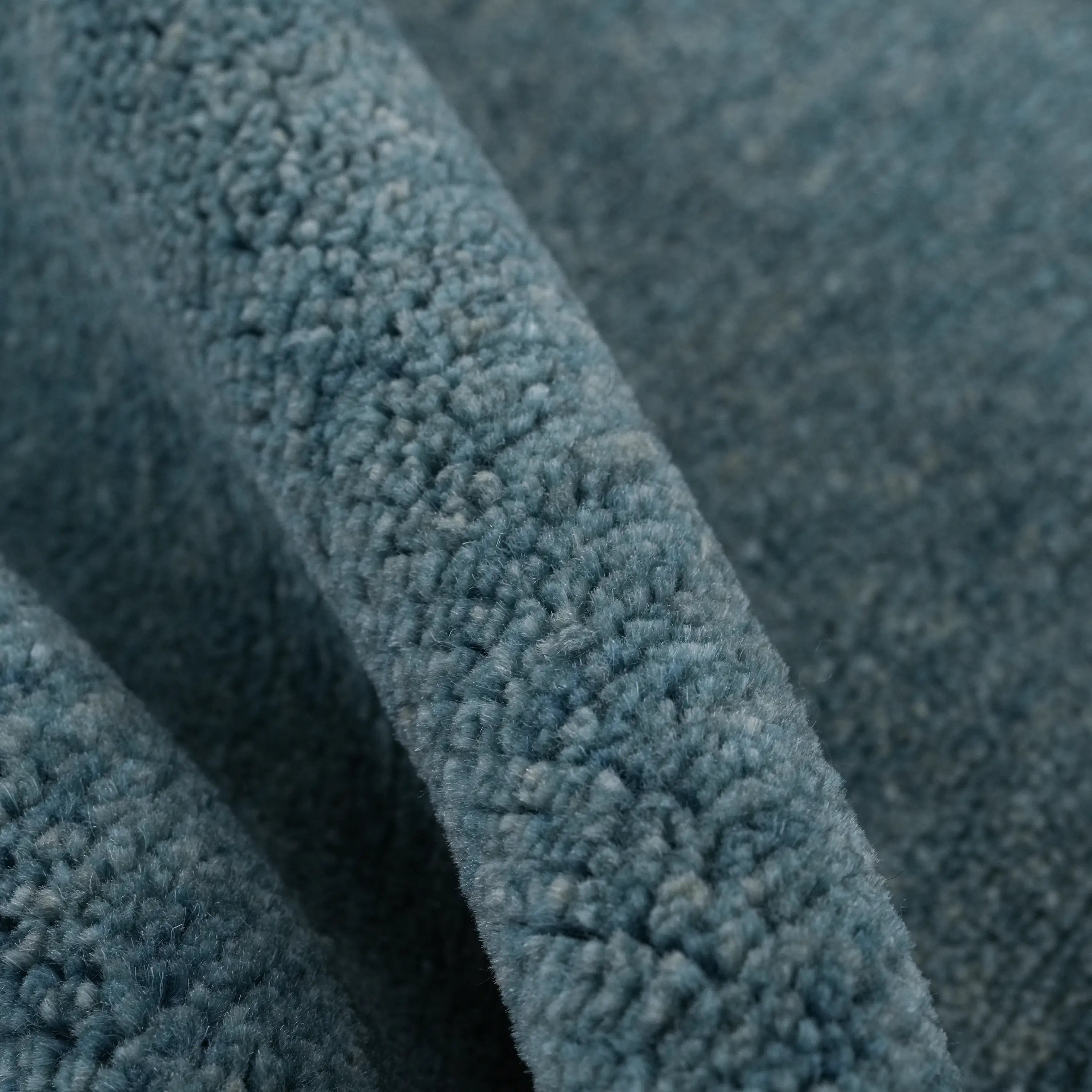 Handwoven Plain Patterned Blue Wool Rug