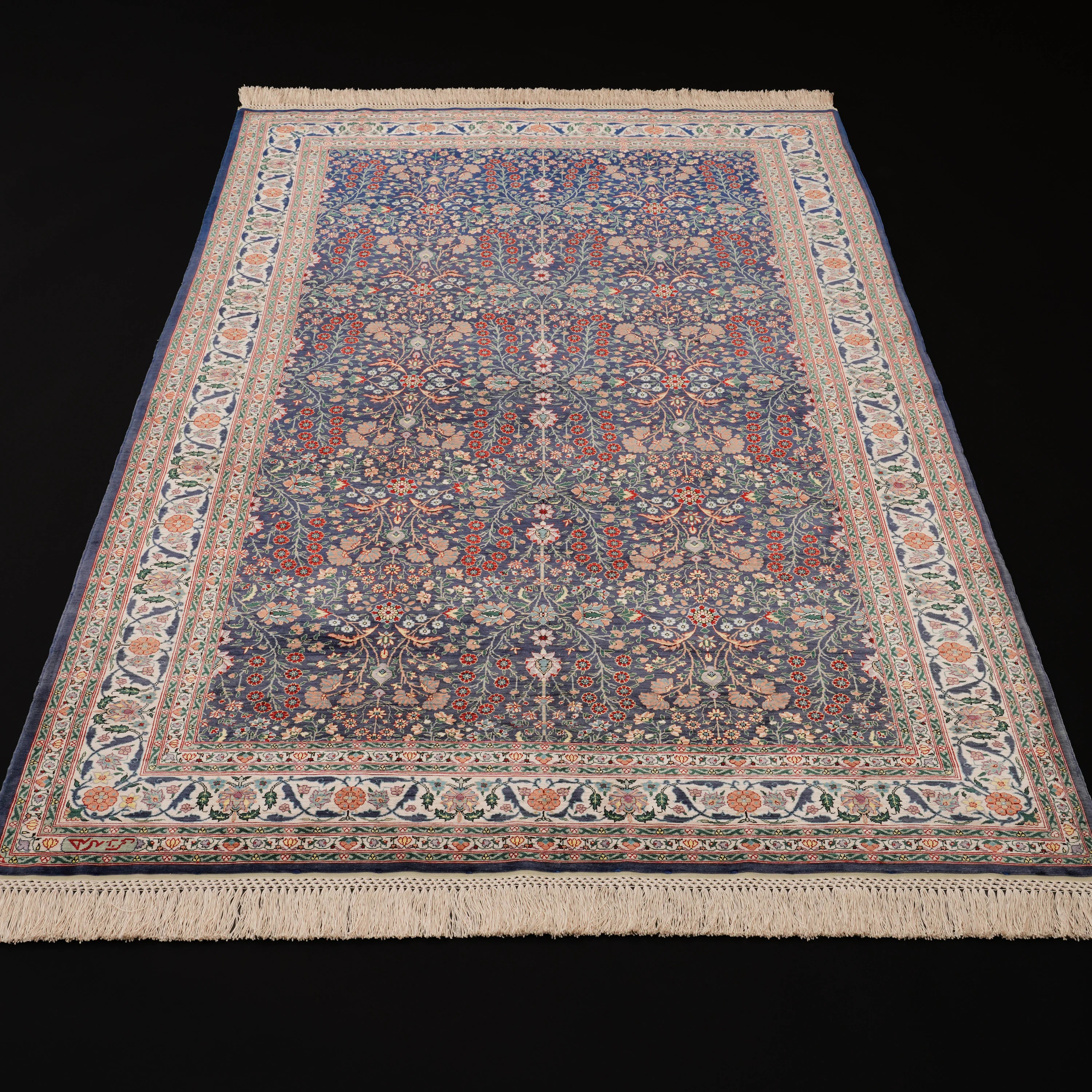 Handwoven Pure Silk 9*9 Knot Hereke Rug