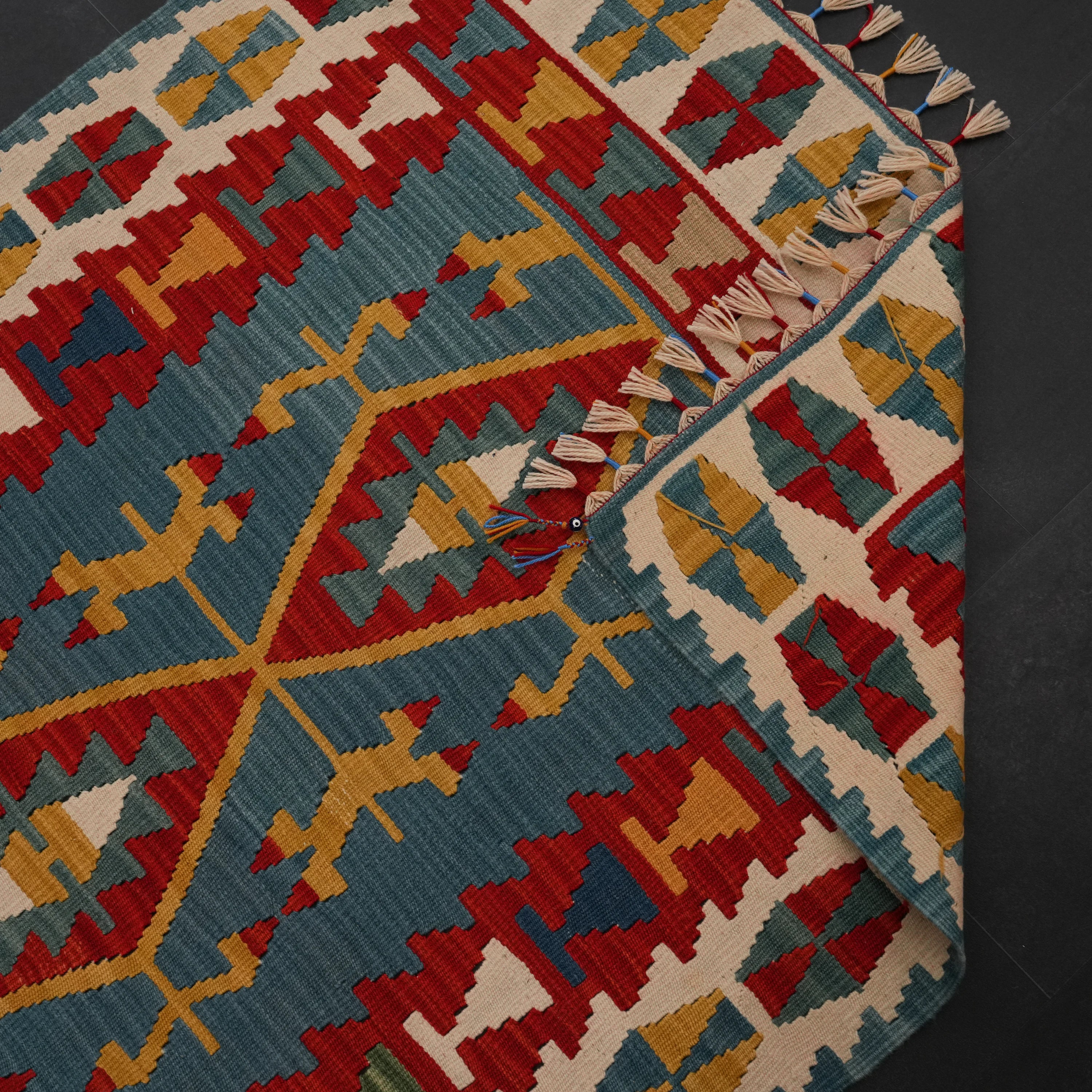 Handwoven Chest Antique Anatolian Patterned colorful Kayseri Kilim