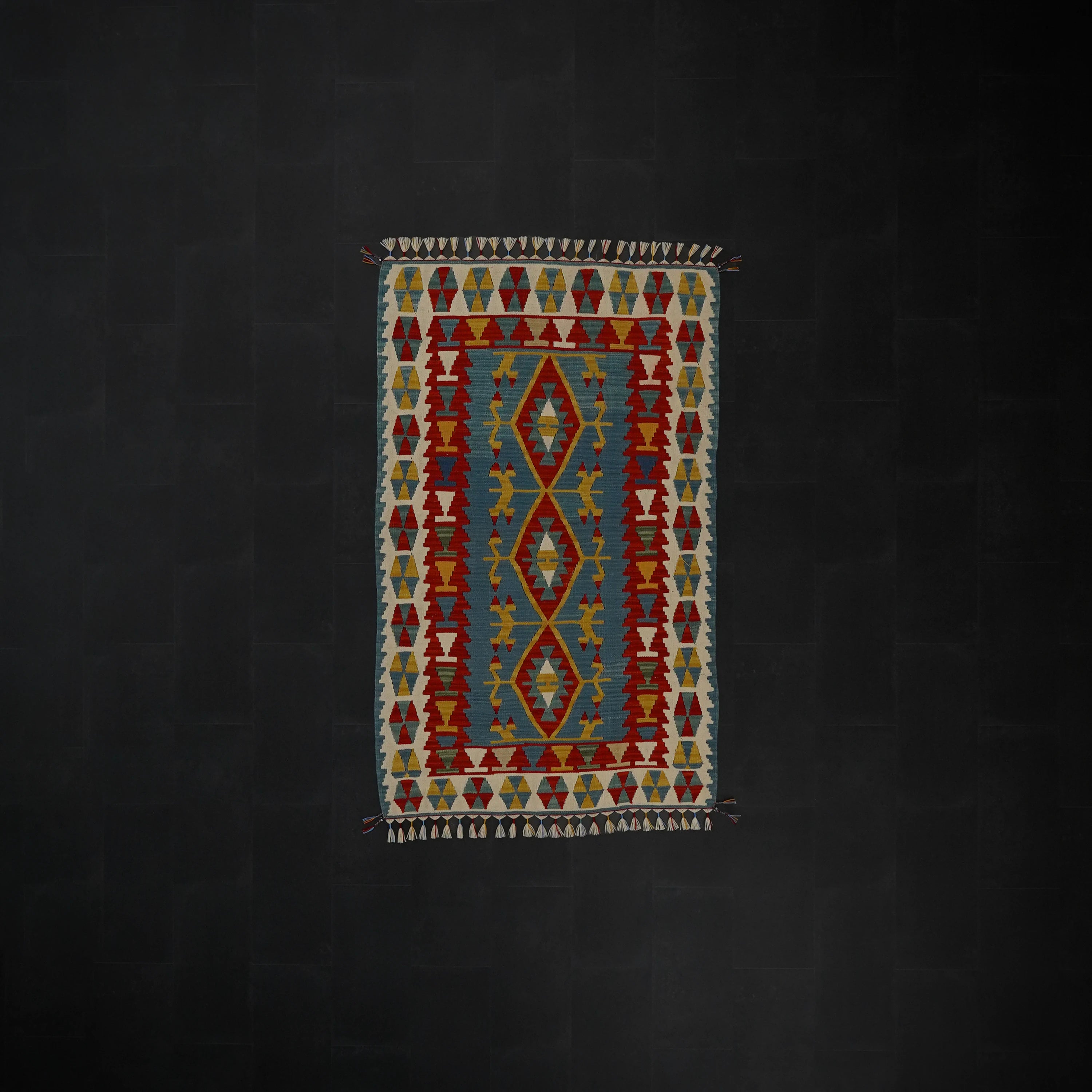 Handwoven Chest Antique Anatolian Patterned colorful Kayseri Kilim