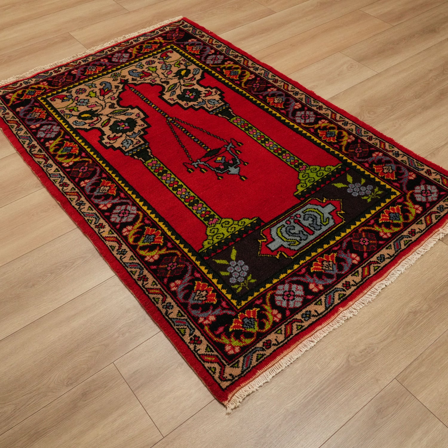 Selendi Köy Dokuma Halı Seccade, kırmızı, 113x167 cm — Halıcızade