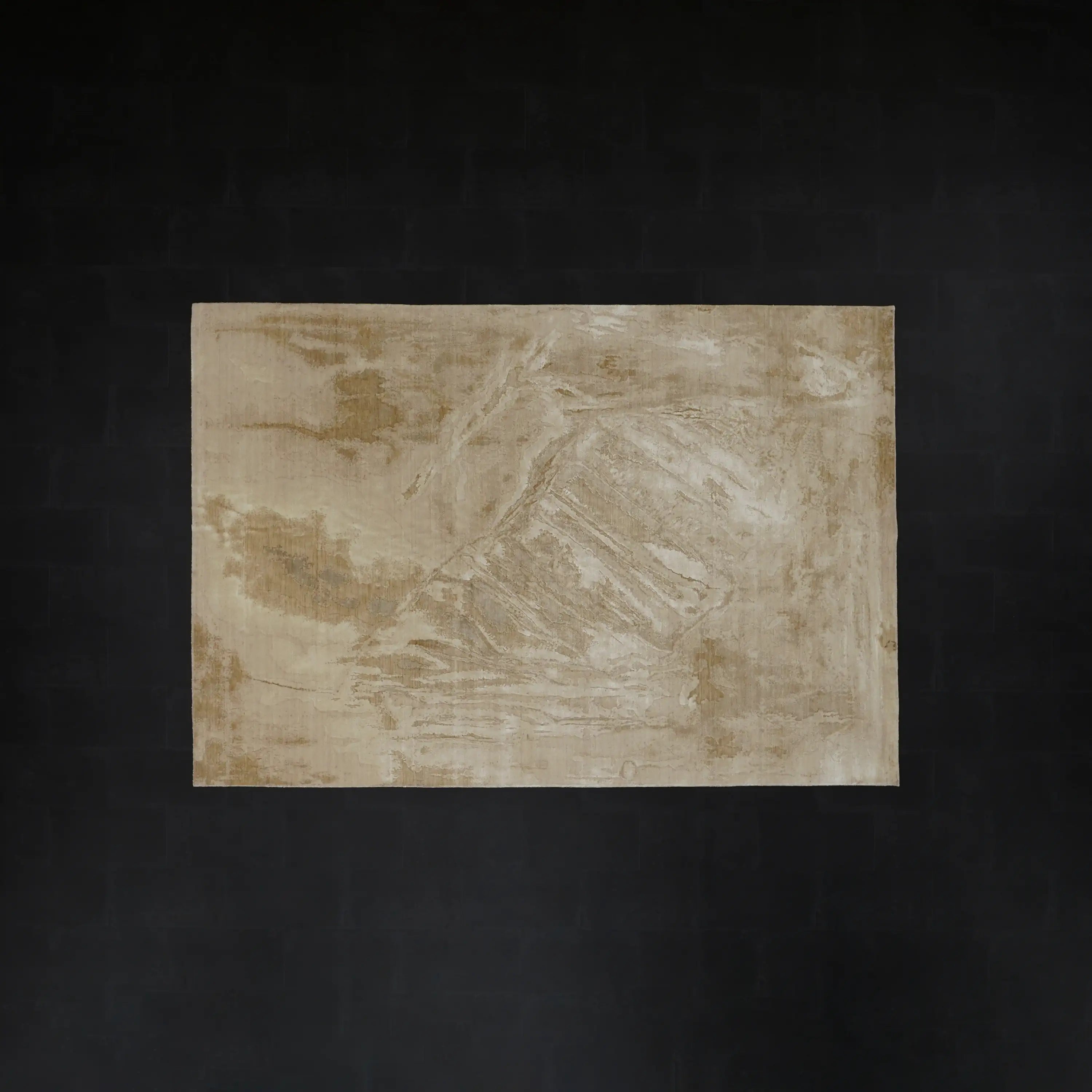 Soyut Desenli Bej Yün Tezgah Dokuma Halı