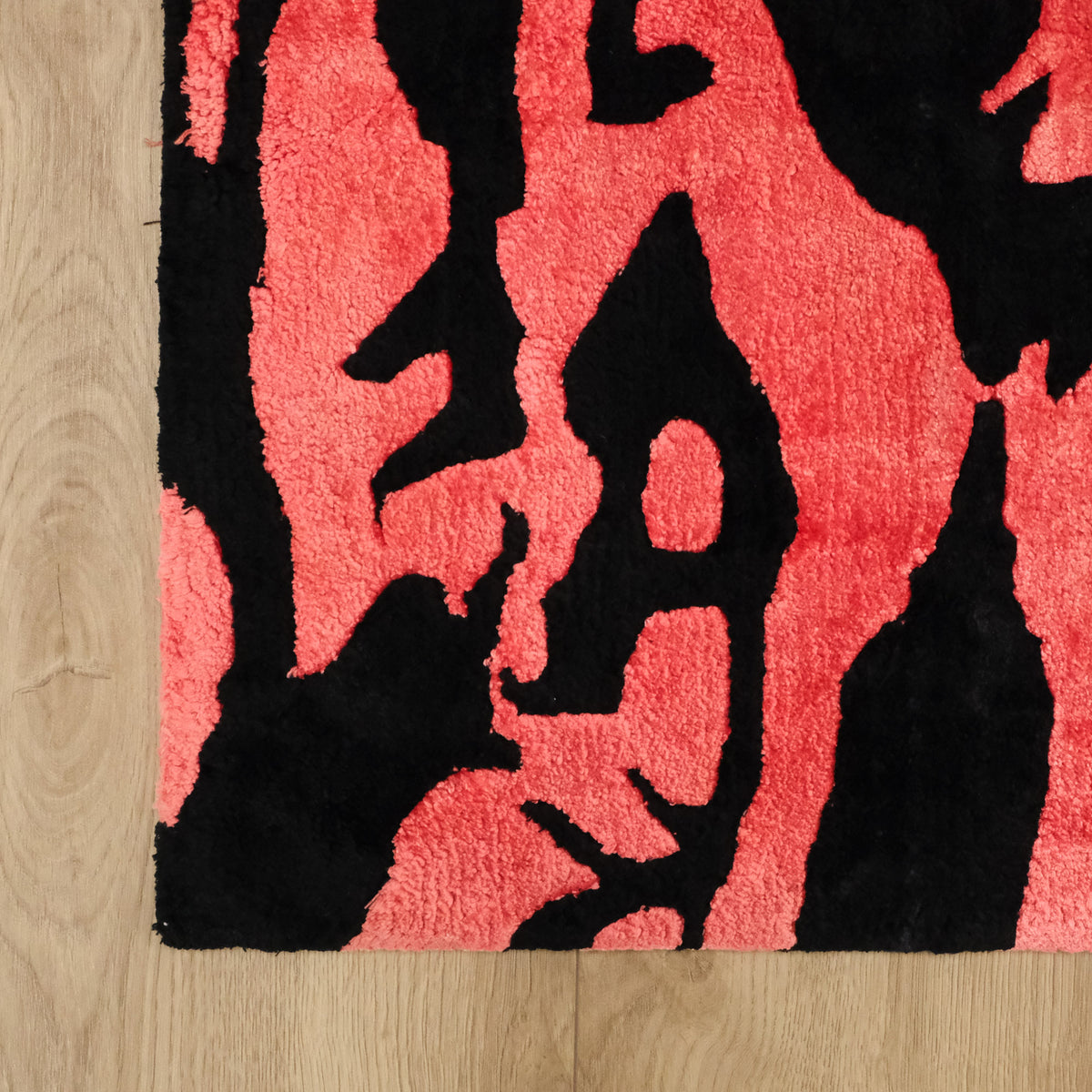 Red Abstract Hand-Knotted Bamboo Viscose Rug