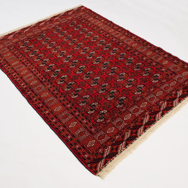 Türkmen Buhara el dokuma halı, bordo, 131x184 cm — Halıcızade