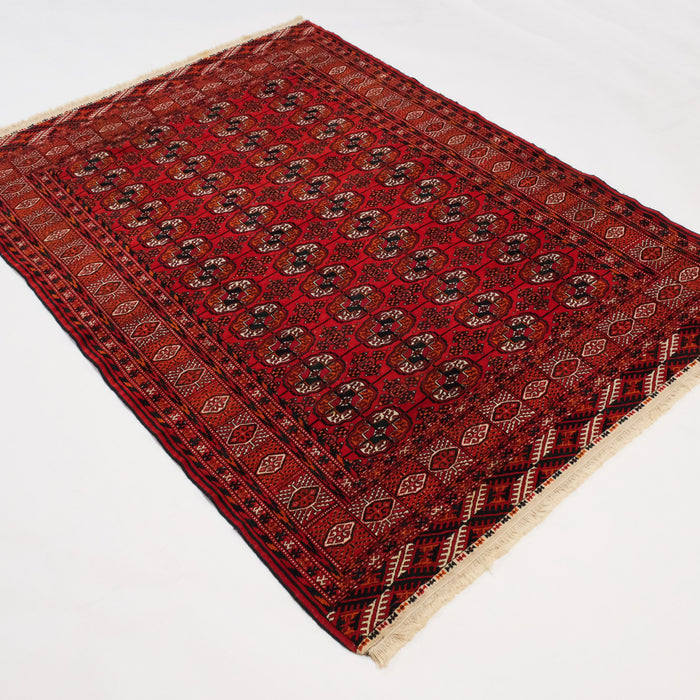 Türkmen Buhara el dokuma halı, bordo, 131x184 cm — Halıcızade