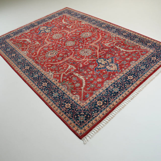 El Dokuma Uşak Desenli Kırmızı Yün Halı, 197x270 cm — Halıcızade