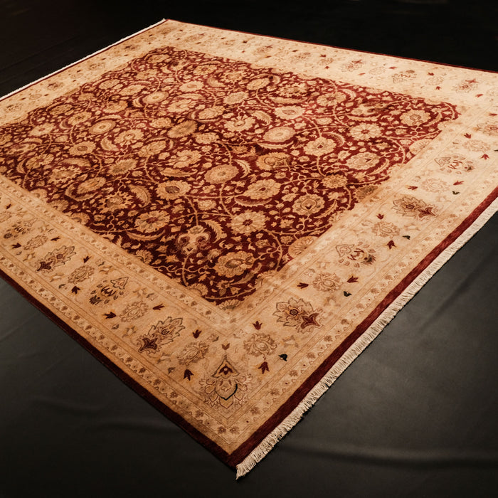 El Dokuma Uşak Desenli Klasik Bordo Halı, 278x372 cm — Halıcızade