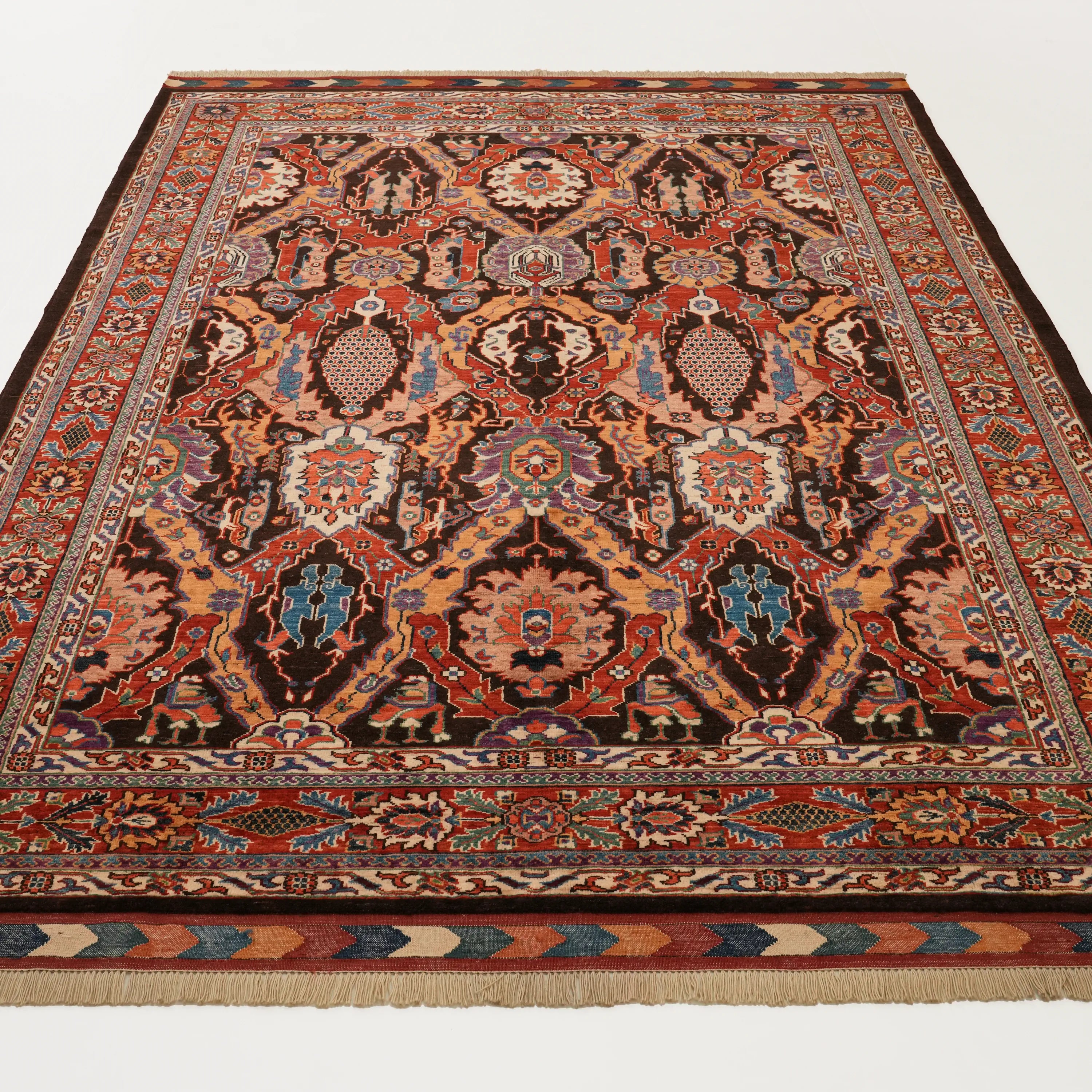 El Dokuma Uşak Desenli Yün Rengarenk Halı