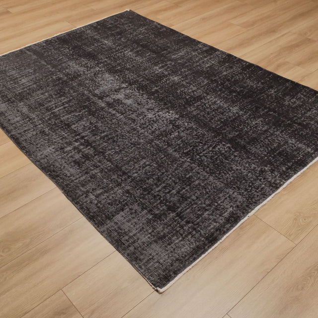 El Dokuma Vintage Desenli Antrasit Yün Halı, 162x217 cm — Halıcızade