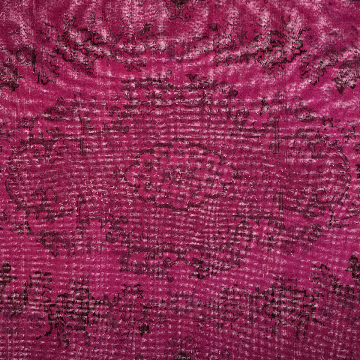 El Dokuma Vintage Desenli Pembe Yün Halı — salon halısı