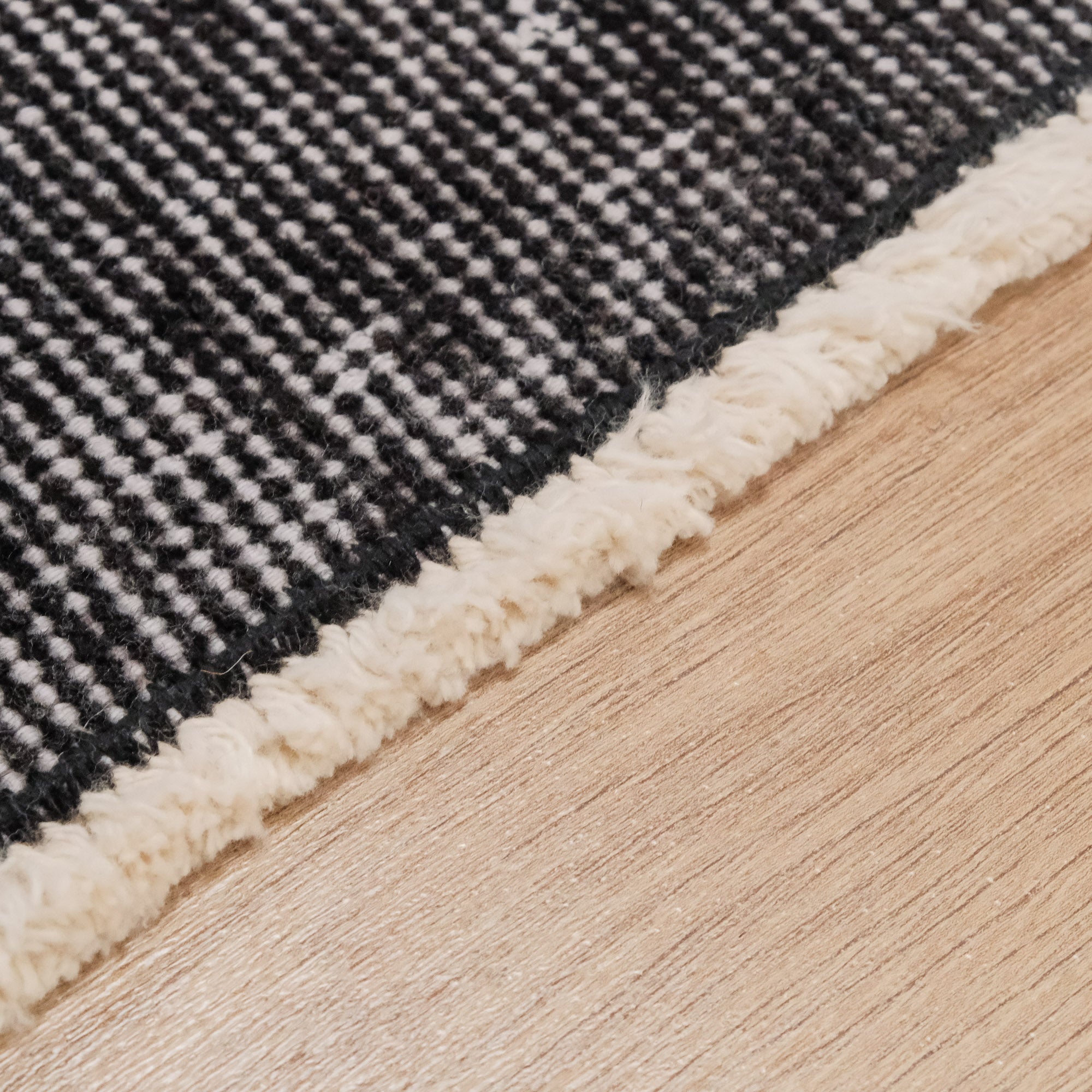 Hand Woven Vintage Patterned Black Wool Classic Carpet