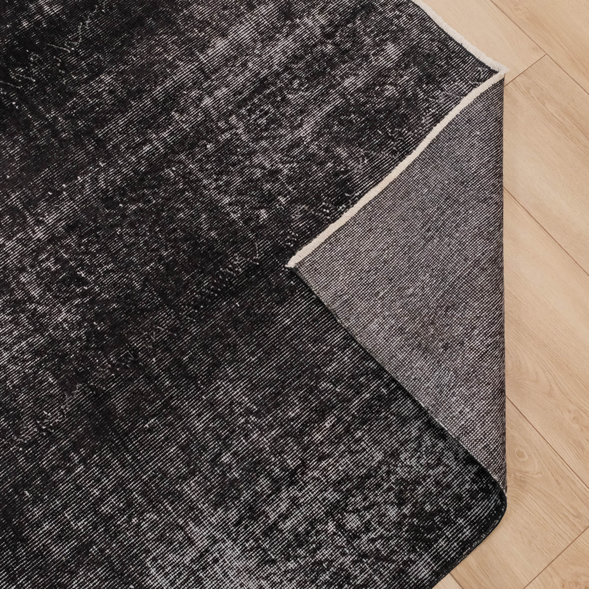 Hand Woven Vintage Patterned Black Wool Classic Carpet