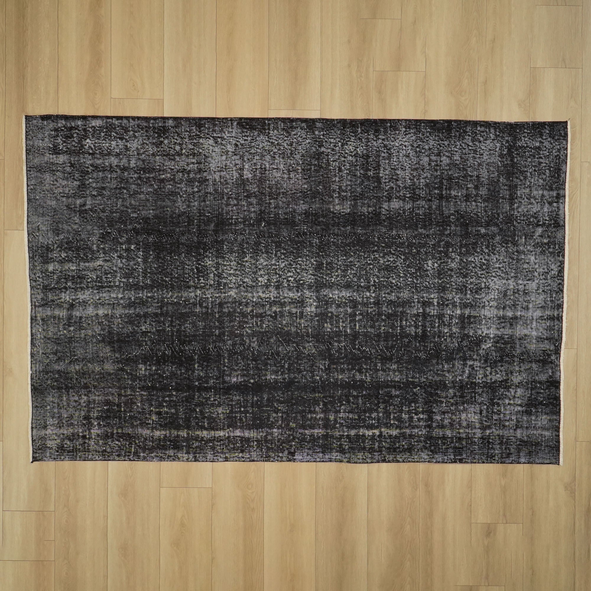 Hand Woven Vintage Patterned Black Wool Classic Carpet