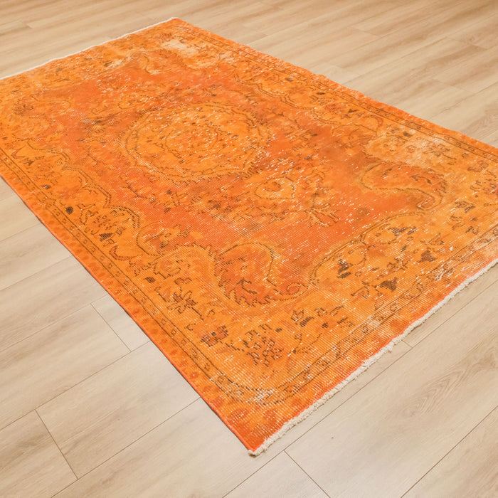 El Dokuma Vintage Desenli Turuncu Yün Klasik Halı, 140x245 cm — Halıcızade