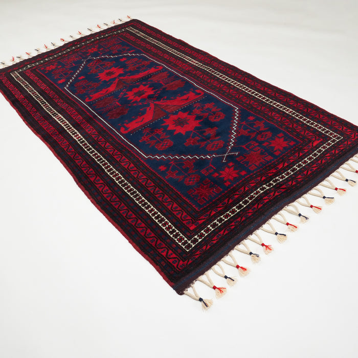 El Dokuma Yağcıbedir Desenli Bordo Yün Halı, 110x173 cm — Halıcızade