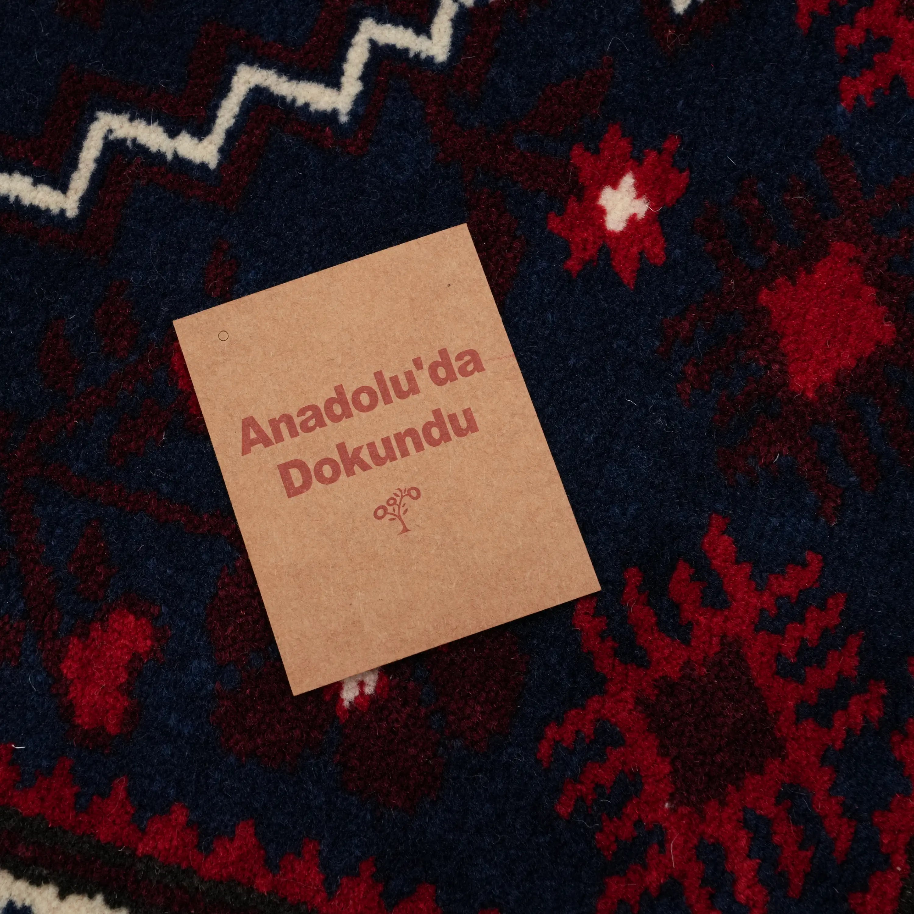 Handwoven Yağcıbedir Patterned Navy Wool Ethnic Rug