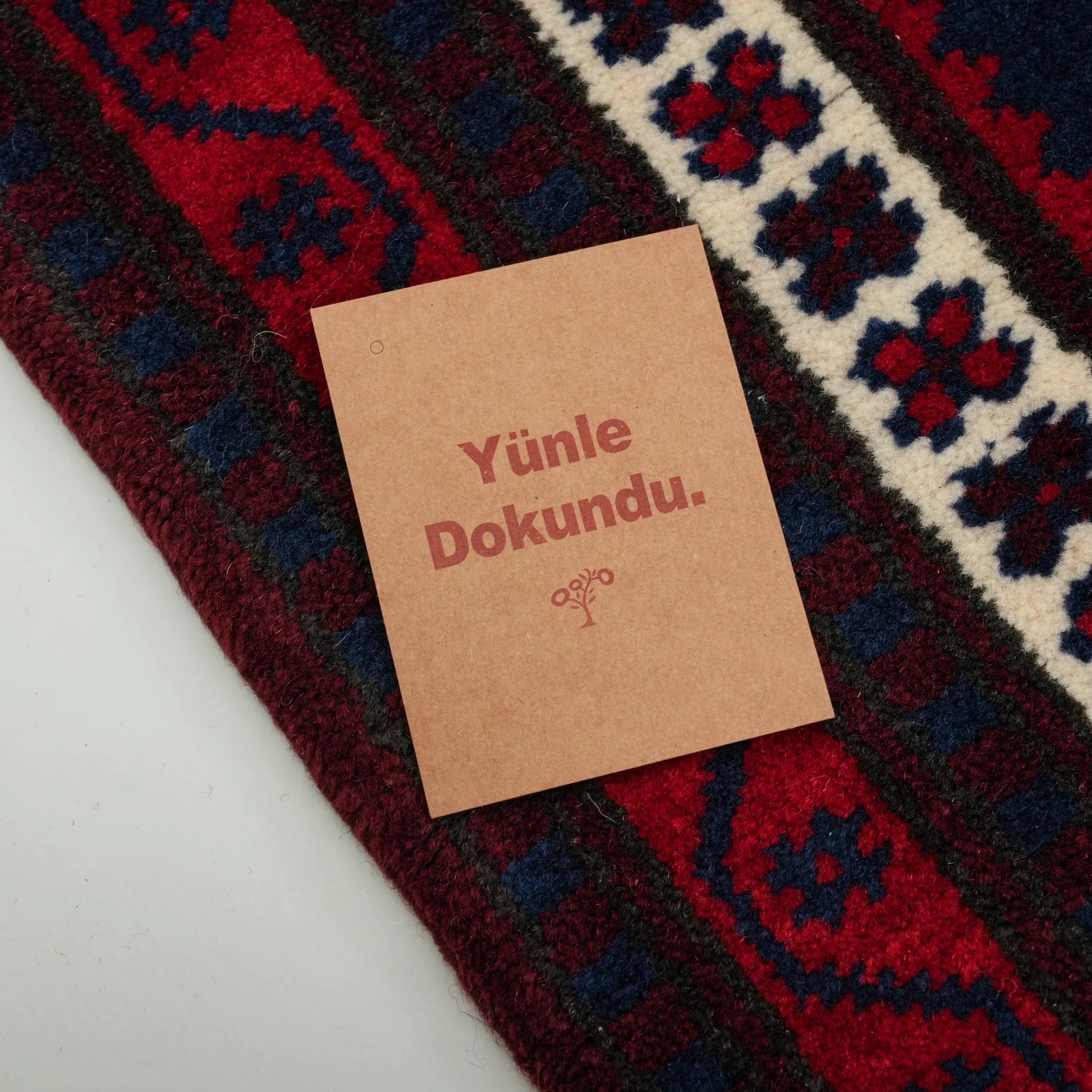 Handwoven Yağcıbedir Patterned Navy Wool Ethnic Rug
